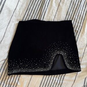 ❌SOLD❌ Zara Black Velvet Mini Skirt with Silver Rhinestones